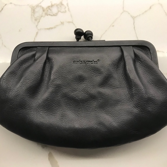 New leather Aunts and Uncles clutch, black, - Picture 1 of 2